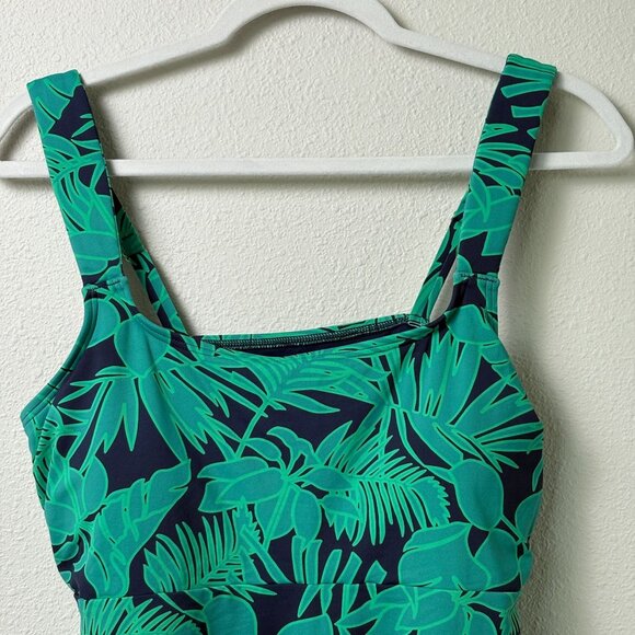 Lands End Tankini Swim Top Size M 8 10 Green Floral Built In Bra Adjustable - Picture 2 of 12